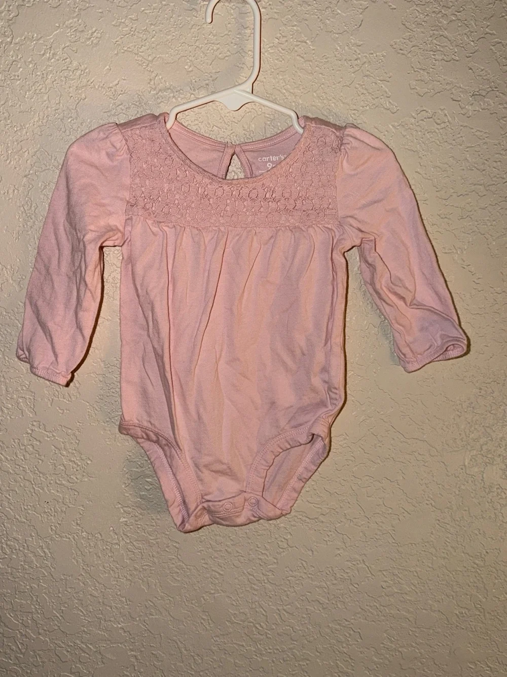 Carter's Light Pink Long-Sleeve Smocked Baby Bodysuit
